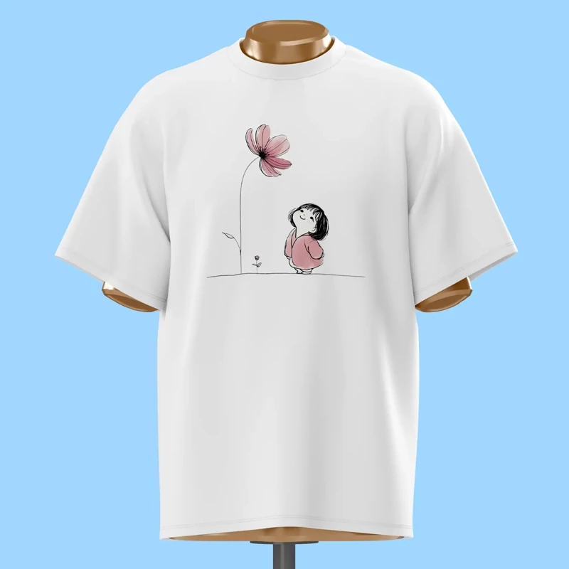 تیشرت دختر و گل - کد 10555
