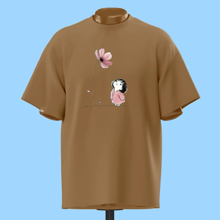 تیشرت دختر و گل - کد 10555
