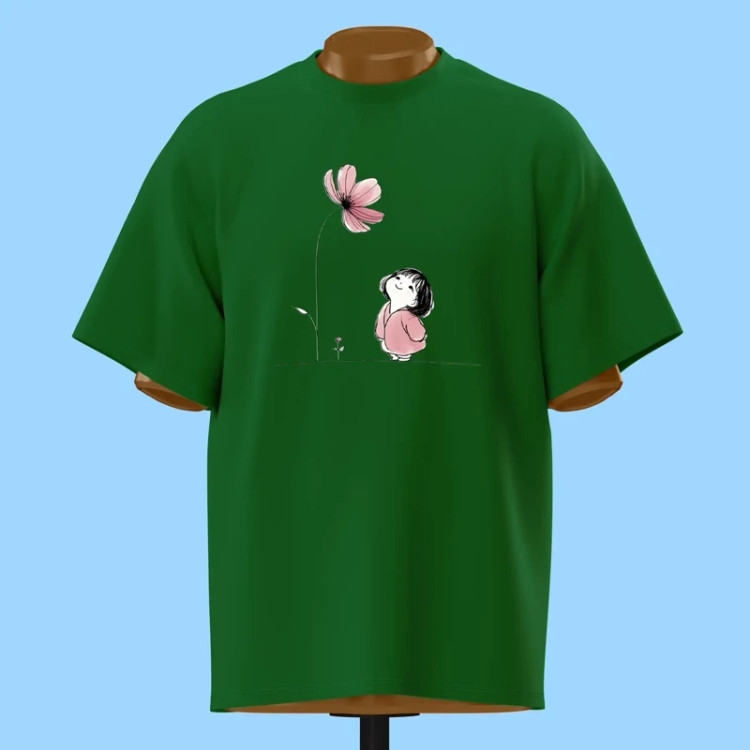 تیشرت دختر و گل - کد 10555
