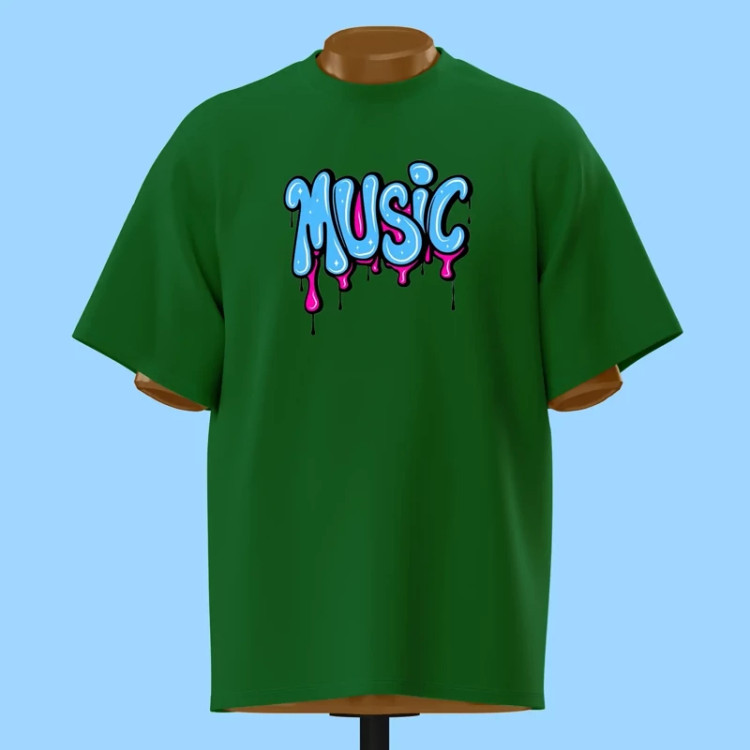تیشرت گرافیتی Music صورتی و آبی - کد 10879