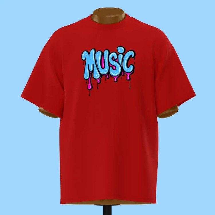 تیشرت گرافیتی Music صورتی و آبی - کد 10879
