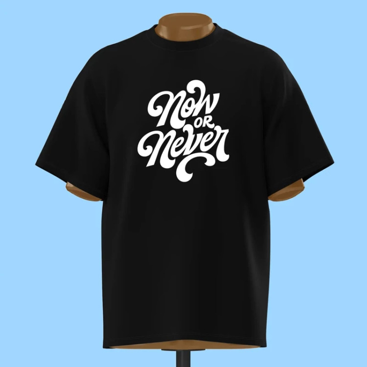 تیشرت تایپوگرافی Now or Never - کد 10893