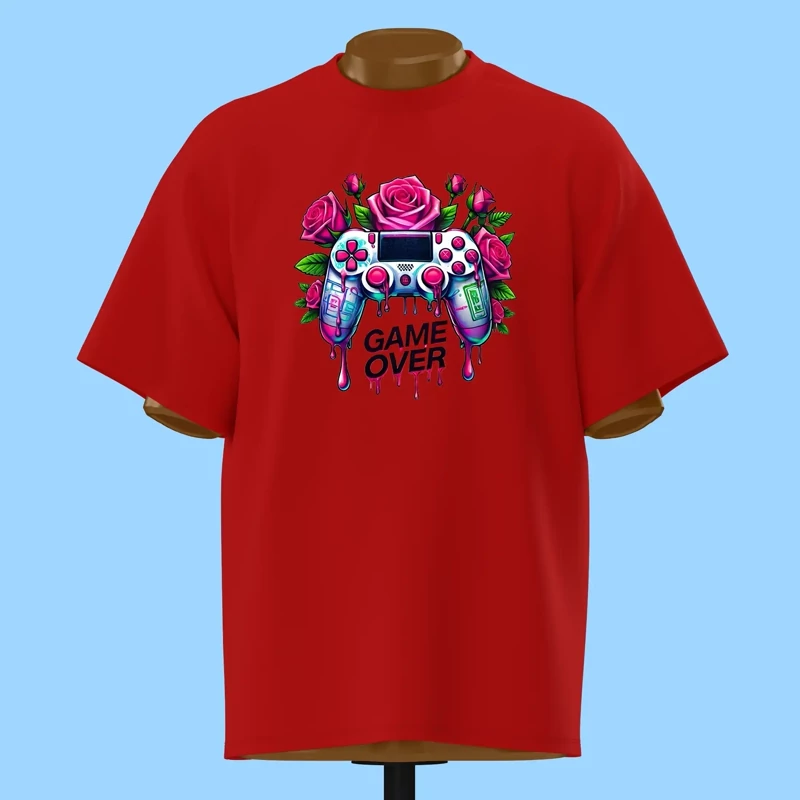 تیشرت Game Over کنترلر و گل رز - کد 10727