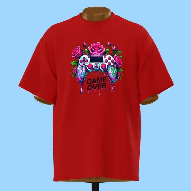 تیشرت Game Over کنترلر و گل رز - کد 10727