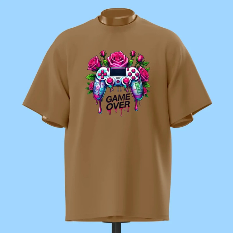 تیشرت Game Over کنترلر و گل رز - کد 10727