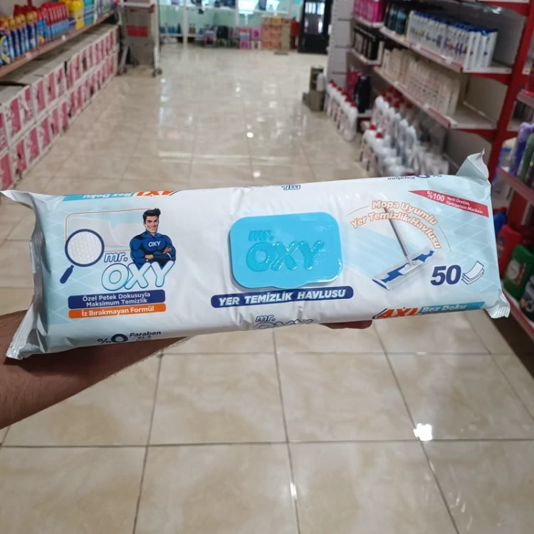 دستمال مرطوب مخصوص طی مستر اوکسی بسته 50 عددی