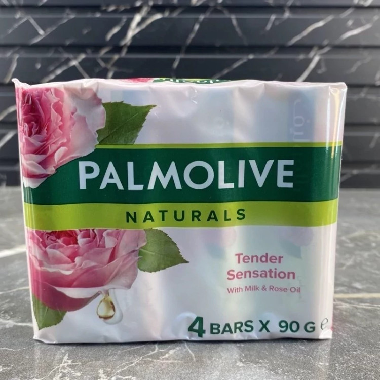 صابون پالمولیو بسته 4 تایی عصاره شیر و گل رز 90 گرمی