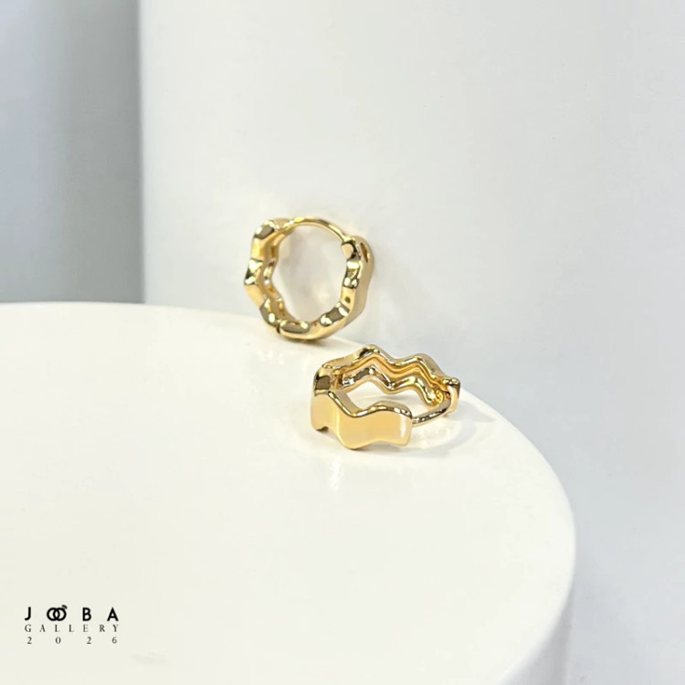 گوشواره حلقه ای مواج طلایی ژوپینگ کد 317040123