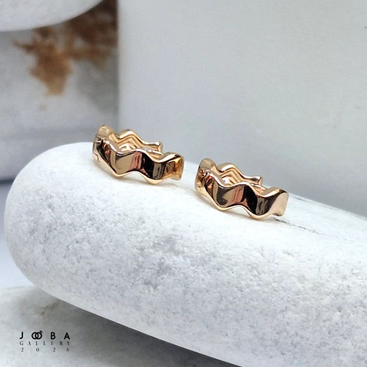 گوشواره حلقه ای مواج طلایی ژوپینگ کد 317040123