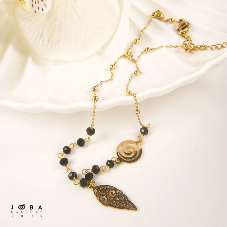 گردنبند سنگی مشکی ژوپینگ کد 1081061579