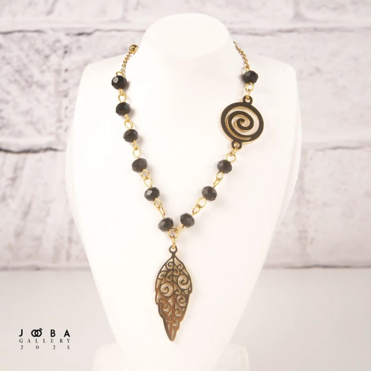 گردنبند سنگی مشکی ژوپینگ کد 1081061579