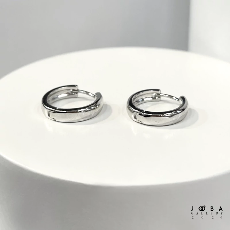 گوشواره حلقه ای نقره ای ساده ژوپینگ کد 317040122
