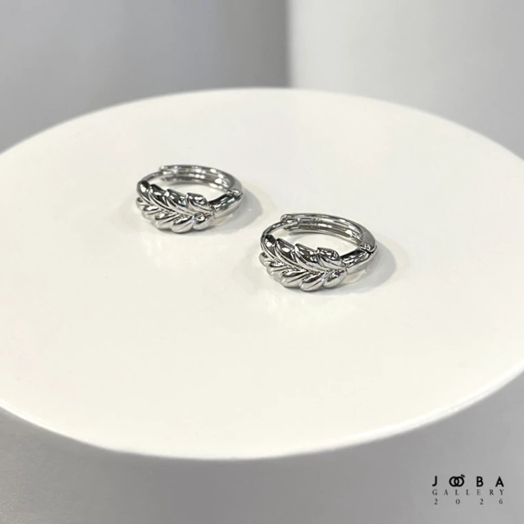 گوشواره حلقه ای گندمی نقره ای ژوپینگ کد 317040102