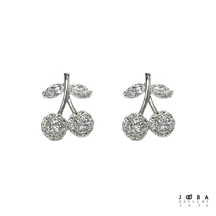 گوشواره گیلاس نقره ای ژوپینگ کد 318080243