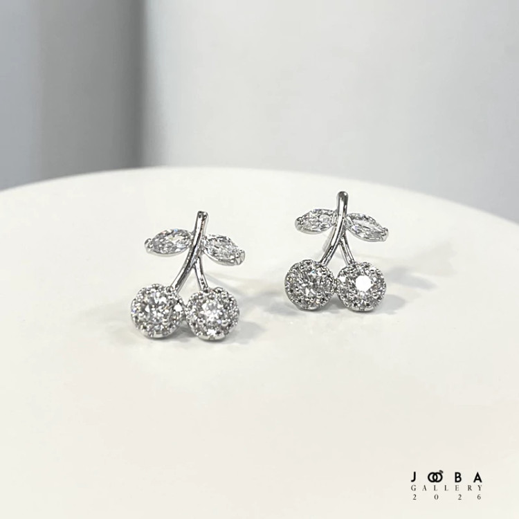 گوشواره گیلاس نقره ای ژوپینگ کد 318080243