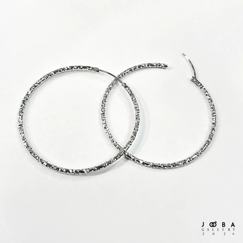 گوشواره حلقه ای 50 میل نقره ای ژوپینگ کد 317090274
