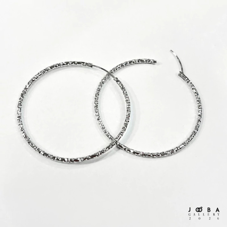گوشواره حلقه ای 50 میل نقره ای ژوپینگ کد 317090274