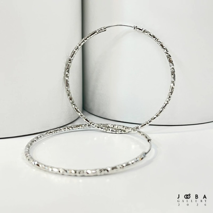 گوشواره حلقه ای 50 میل نقره ای ژوپینگ کد 317090274