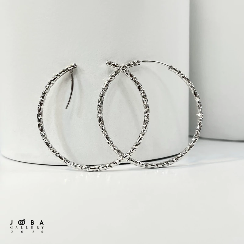 گوشواره حلقه ای نقره ای تراشه ژوپینگ کد 317080243