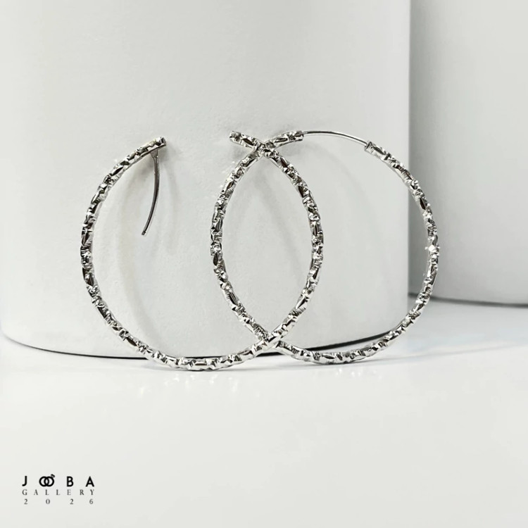گوشواره حلقه ای نقره ای تراشه ژوپینگ کد 317080243