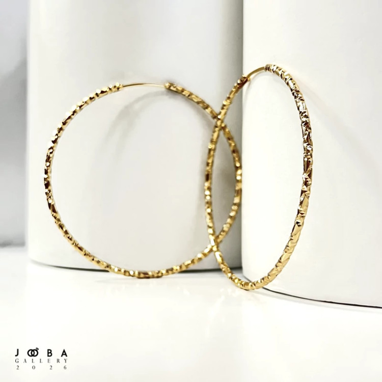 گوشواره حلقه ای طلایی تراشه بزرگ ژوپینگ کد 317100304