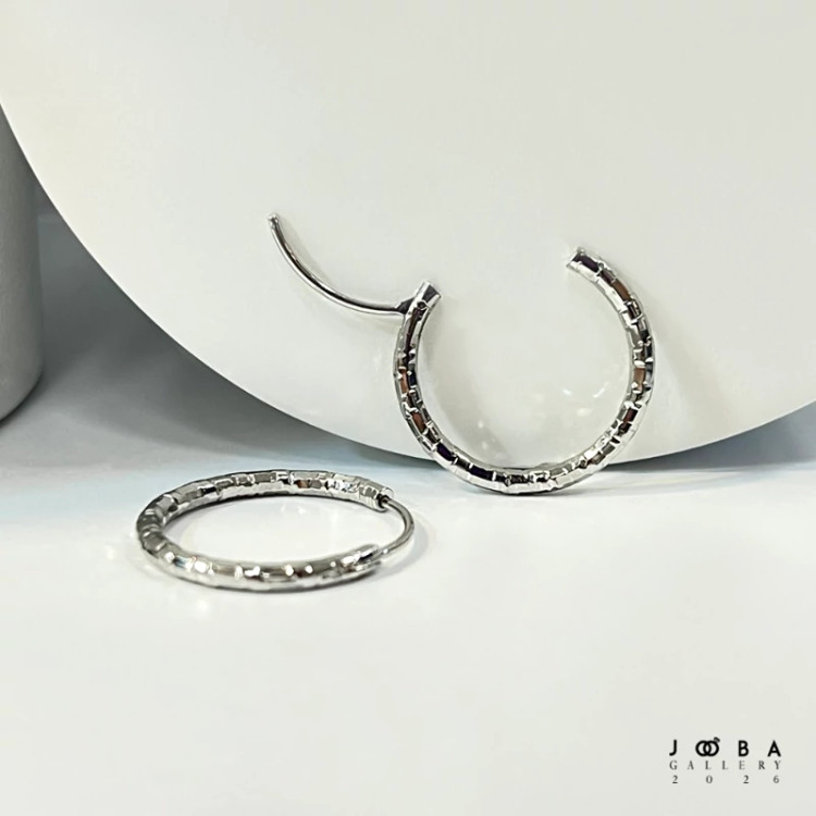 گوشواره حلقه ای تراش نقره ای ژوپینگ 317050152