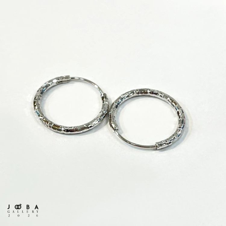 گوشواره حلقه ای تراش نقره ای ژوپینگ 317050152