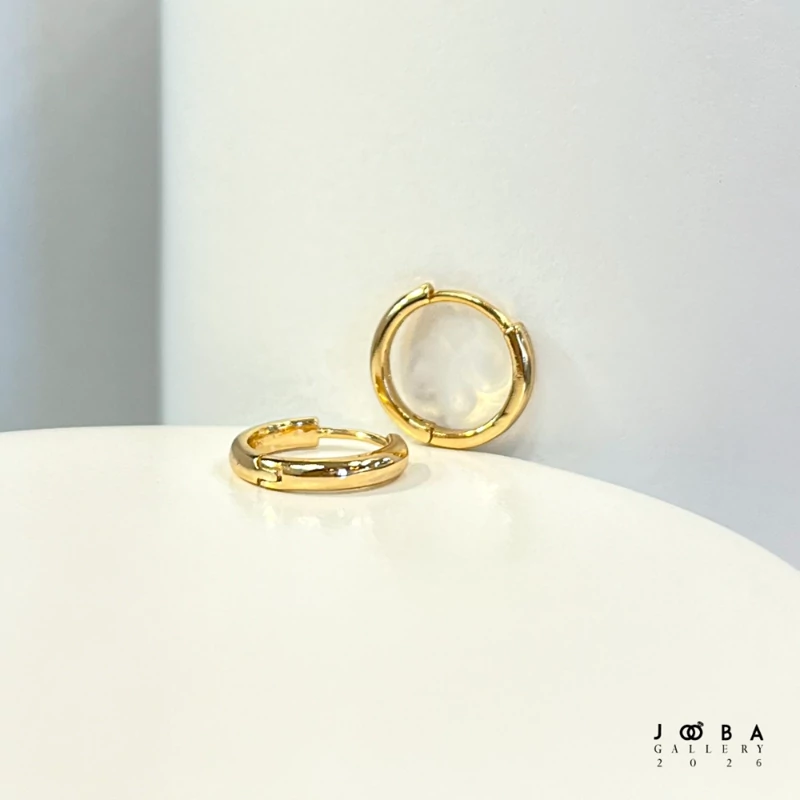 گوشواره حلقه ای طلایی ساده ژوپینگ کد 317040120