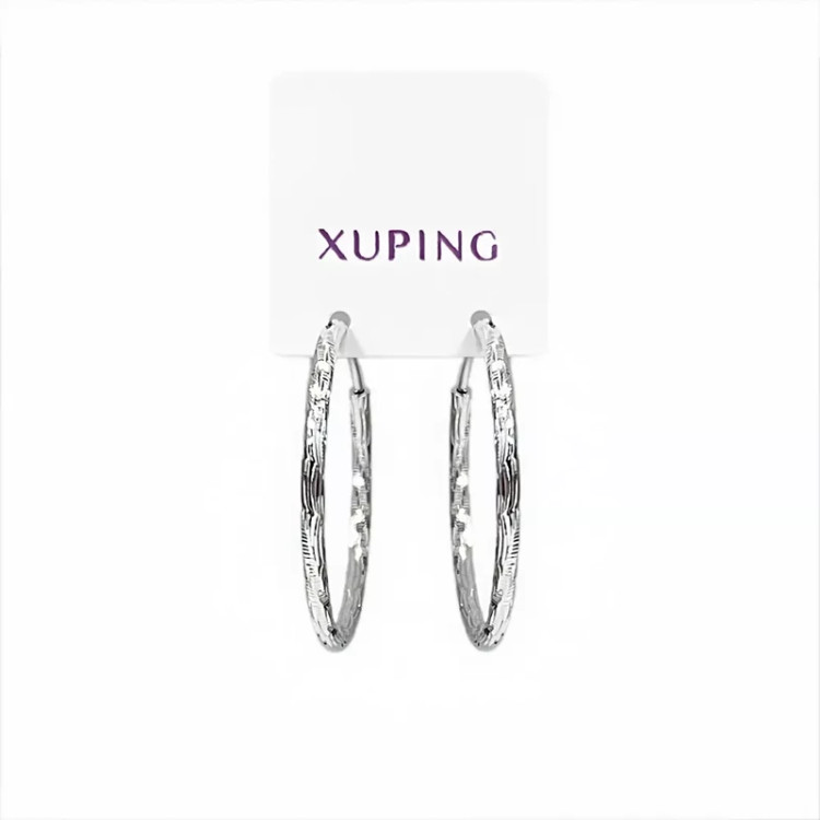 گوشواره حلقه ای نقره ای تراشه ژوپینگ کد 317070213