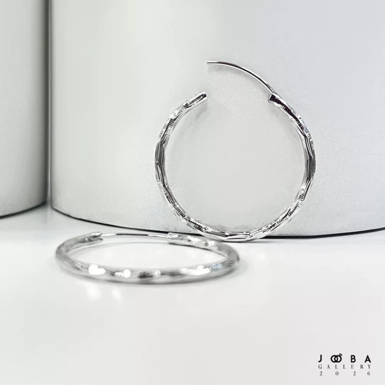 گوشواره حلقه ای نقره ای تراشه ژوپینگ کد 317070213