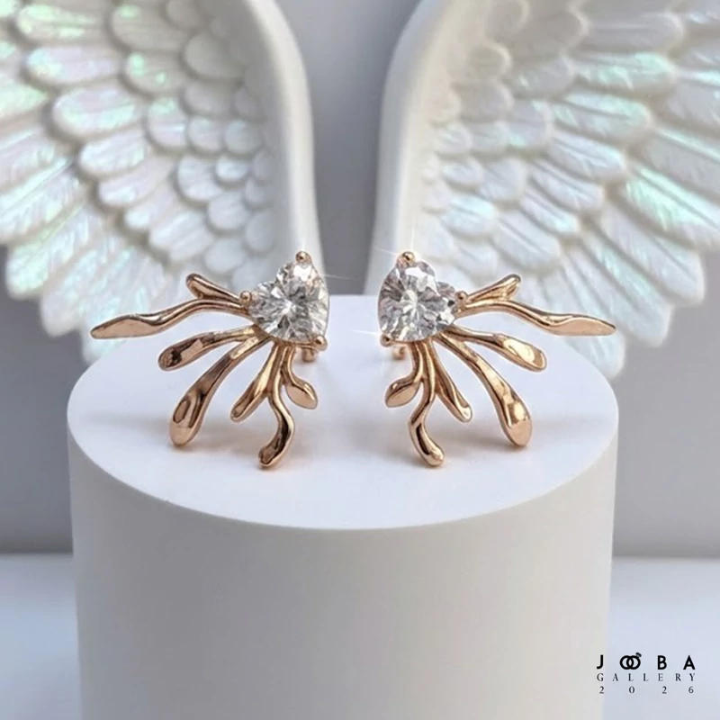 گوشواره طرح قلب شاخه ای ژوپینگ کد 318070215