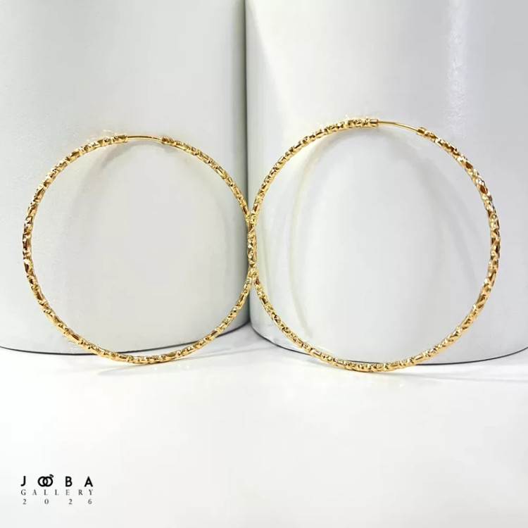 گوشواره حلقه ای طلایی تراشه بزرگ ژوپینگ کد 317110304