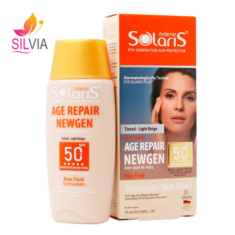 فلوئید ضد آفتاب ضد چروک رنگی بژ روشن SPF50 سولاریس آردن 75 میل