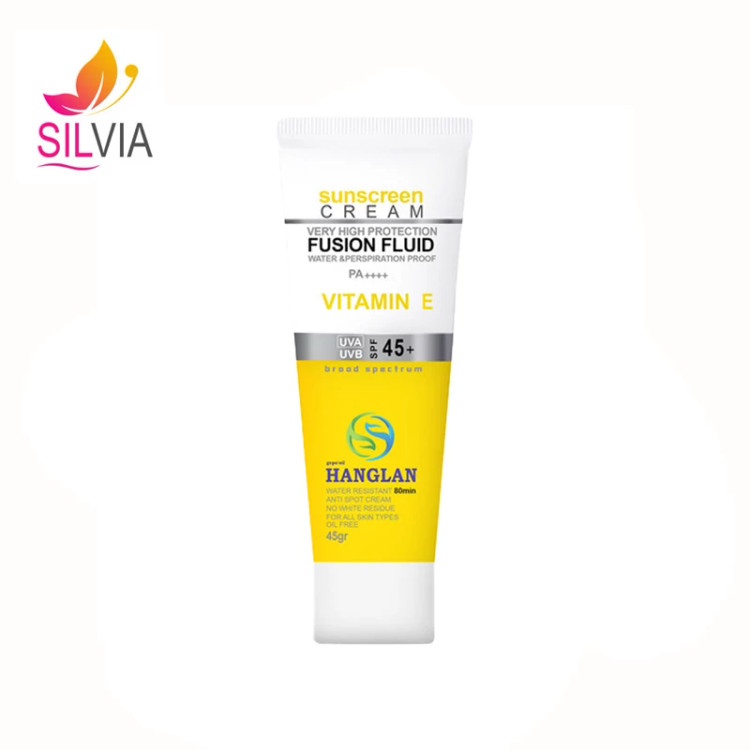 کرم ضد آفتاب ضد لک فلوئیدی بی رنگ SPF45 هانگلن 45 میل