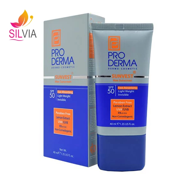 کرم ضد آفتاب مخصوص آقایان فاقد چربی SPF50 پرودرما 40 میل
