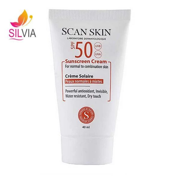 کرم ضد آفتاب فاقد رنگ پوست نرمال تا مختلط SPF50 اسکن اسکین 40 میل