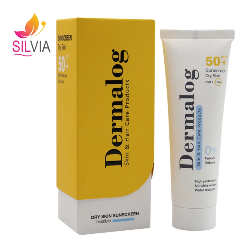 کرم ضد آفتاب بی رنگ پوست خشک SPF50 درمالوگ 50 میل
