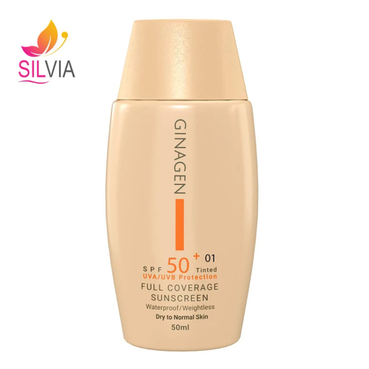 کرم ضد آفتاب رنگی شماره 01 پوست خشک و نرمال SPF50 ژیناژن 50 میل