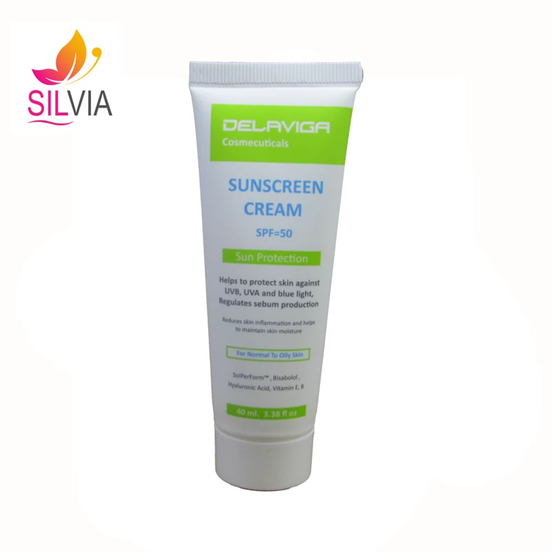 کرم ضد آفتاب با SPF50 مناسب پوست های معمولی تا چرب دلاویگا 40 میل
