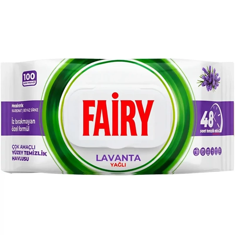 دستمال مرطوب چند منظوره سطوح فایری حاوی روغن اسطوخودوس Lavanta بسته 100 عددی