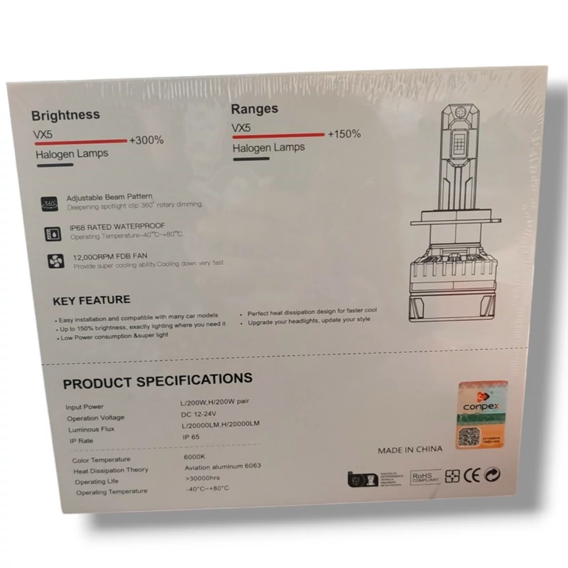 هدلایت CONPEX VX5 زرد آفتابی پایه H7 با گارانتی