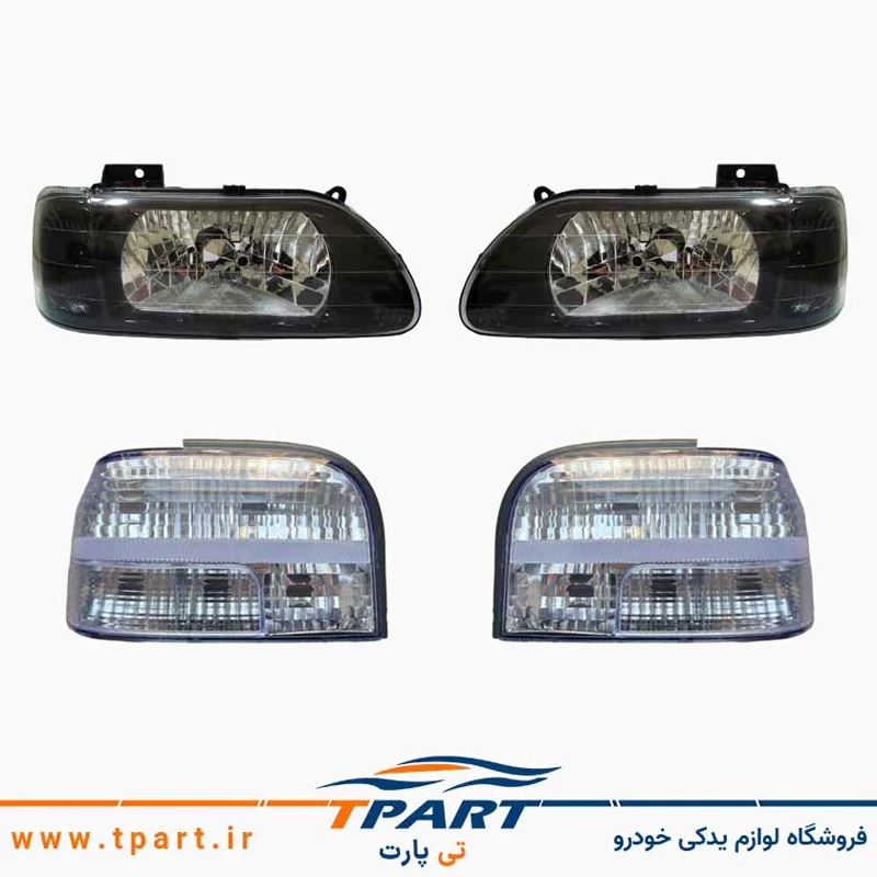 پک جفت چراغ جلو پراید + جفت چراغ عقب 131 کد m
