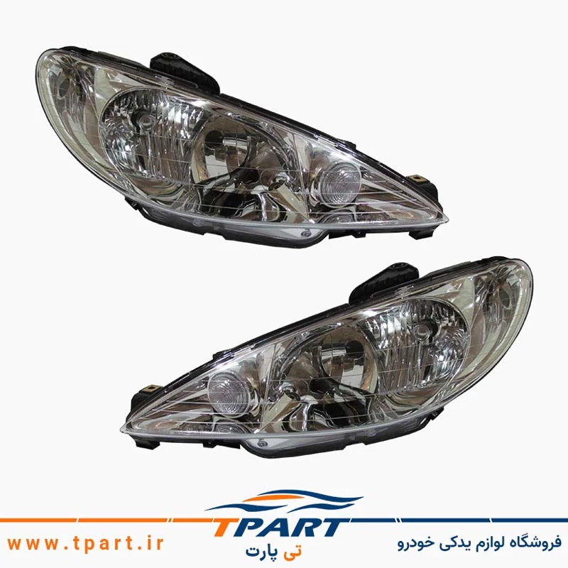 جفت چراغ جلو پژو 206 جمع ساز موتور دار