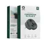 مبدل برق یونیورسال گرین لاین EU Plug 2 با طراحی ایمن و قابل حمل | GNUVEUPLG2BK