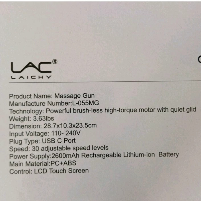 ماساژور باشگاهی مدلALC LAICHY L-055MG ماساژور حرفه ای 12 سرعتهصفحه لمسی لایچی