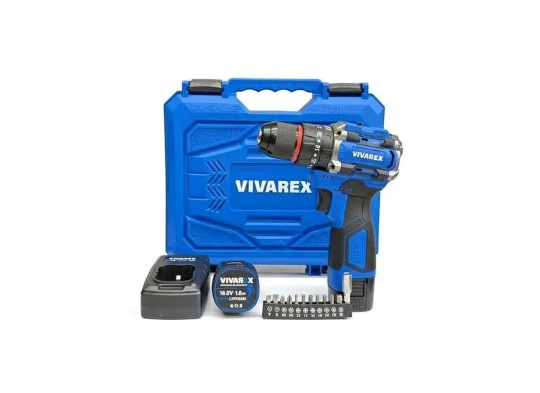 دریل شارژی چکشی براشلس 16/8 ولت دو باتری برند ویوارکس مدل VR1610V-21BL - خرید اقساطی