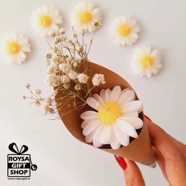دسته گل شمع بابونه مدل باران کد 12