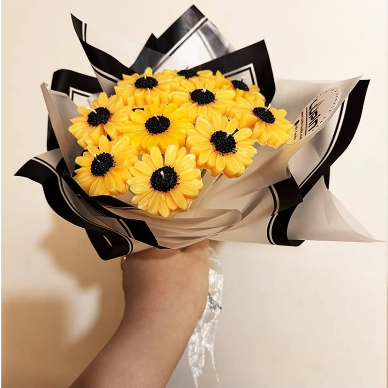 دسته گل شمع بابونه مدل باران کد 9