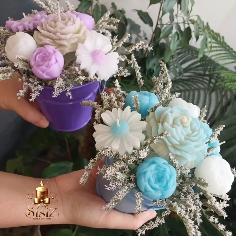باکس گل شمع رز آلاله بابونه مدل باران کد 10