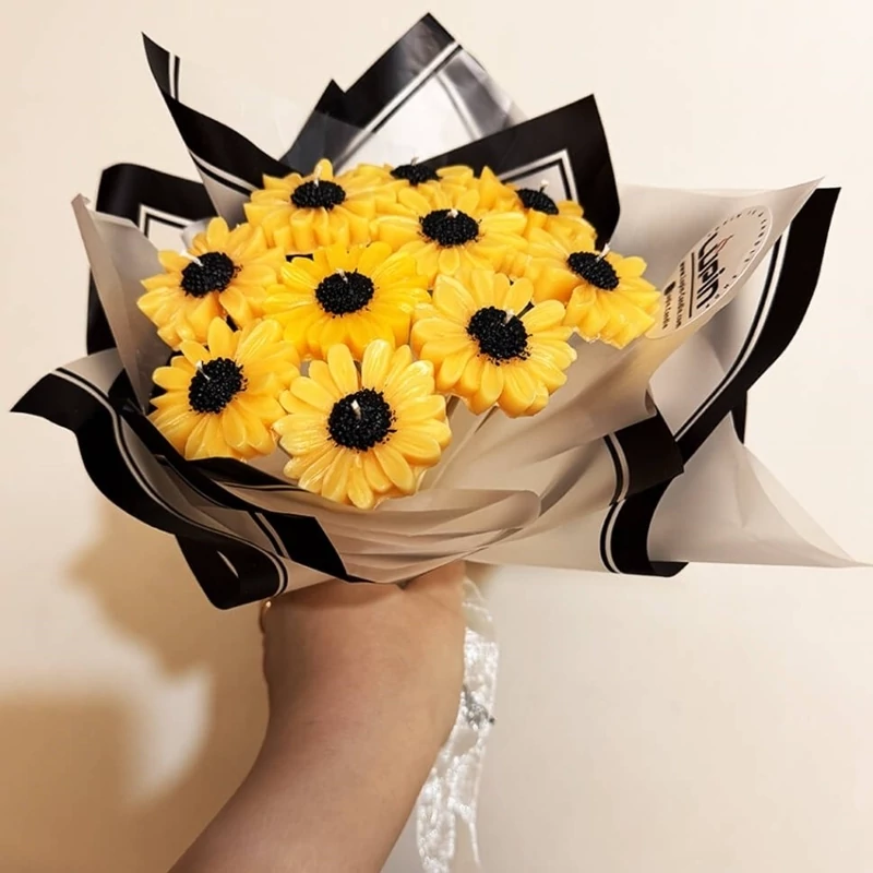 دسته گل شمع بابونه مدل باران کد 9